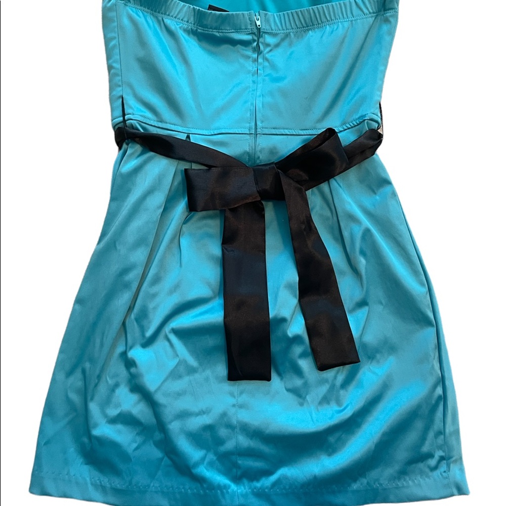 Windsor Aqua Dress Size 5 Black Flower Cocktail Dress Prom Wedding Guest Belt - Picture 3 of 4